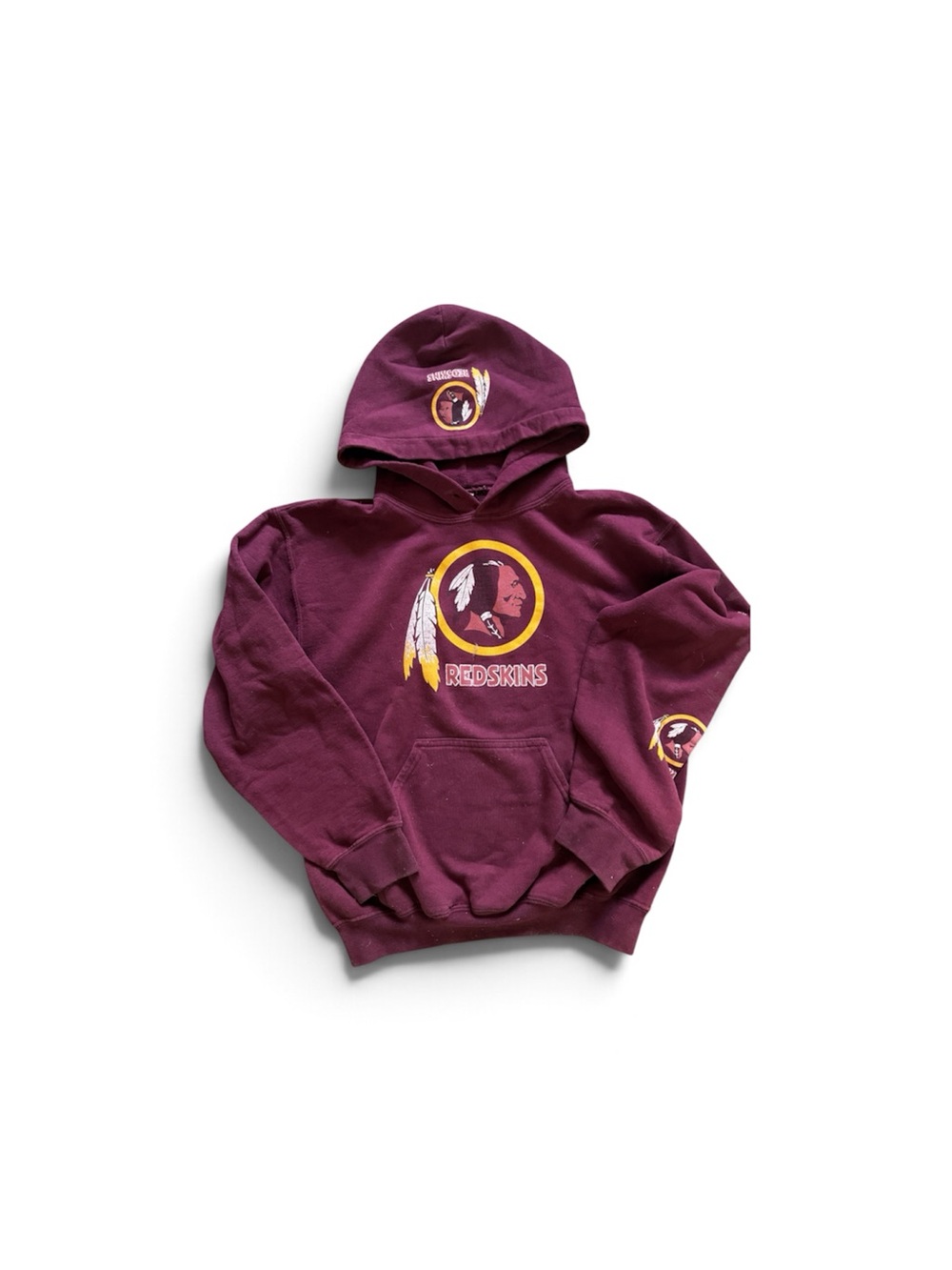 Vintage Washington Redskins Maroon Hoodie with Large Circular Team Emblem